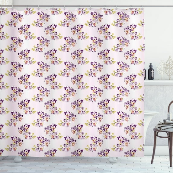 Ambesonne Orchid Shower Curtain, Oriental Flowers Ombre, 69"Wx70"L, Pale Pink Cream