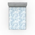 thumbnail image 1 of Ambesonne Orchids Fitted Sheet, Line Drawn Flower Pattern, Queen Size, Off White Ceil Blue, 1 of 5