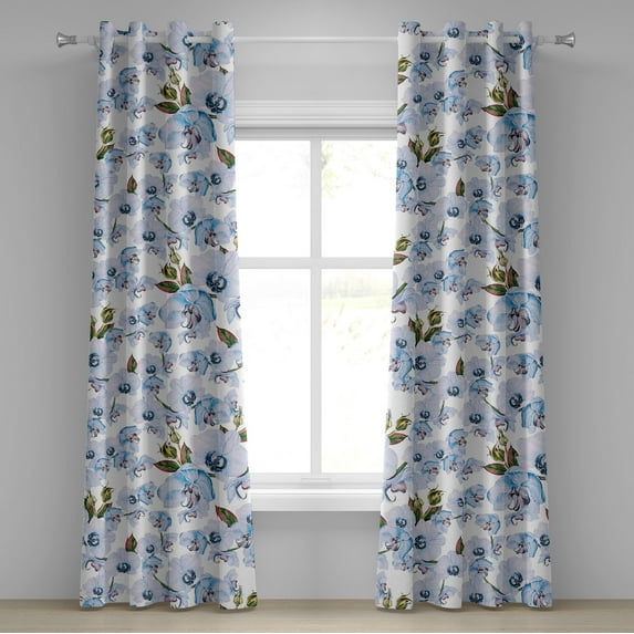 Ambesonne Orchids Pattern Grommet Curtain, Asian Chill Flowers, 50"x72", Pale Mauve Forest Green