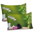 thumbnail image 1 of Ambesonne Orchids Pillow Sham 2 Pack, Wild and Exotic Flowers, 30"x20", Fern Green Fuchsia and White, 1 of 3