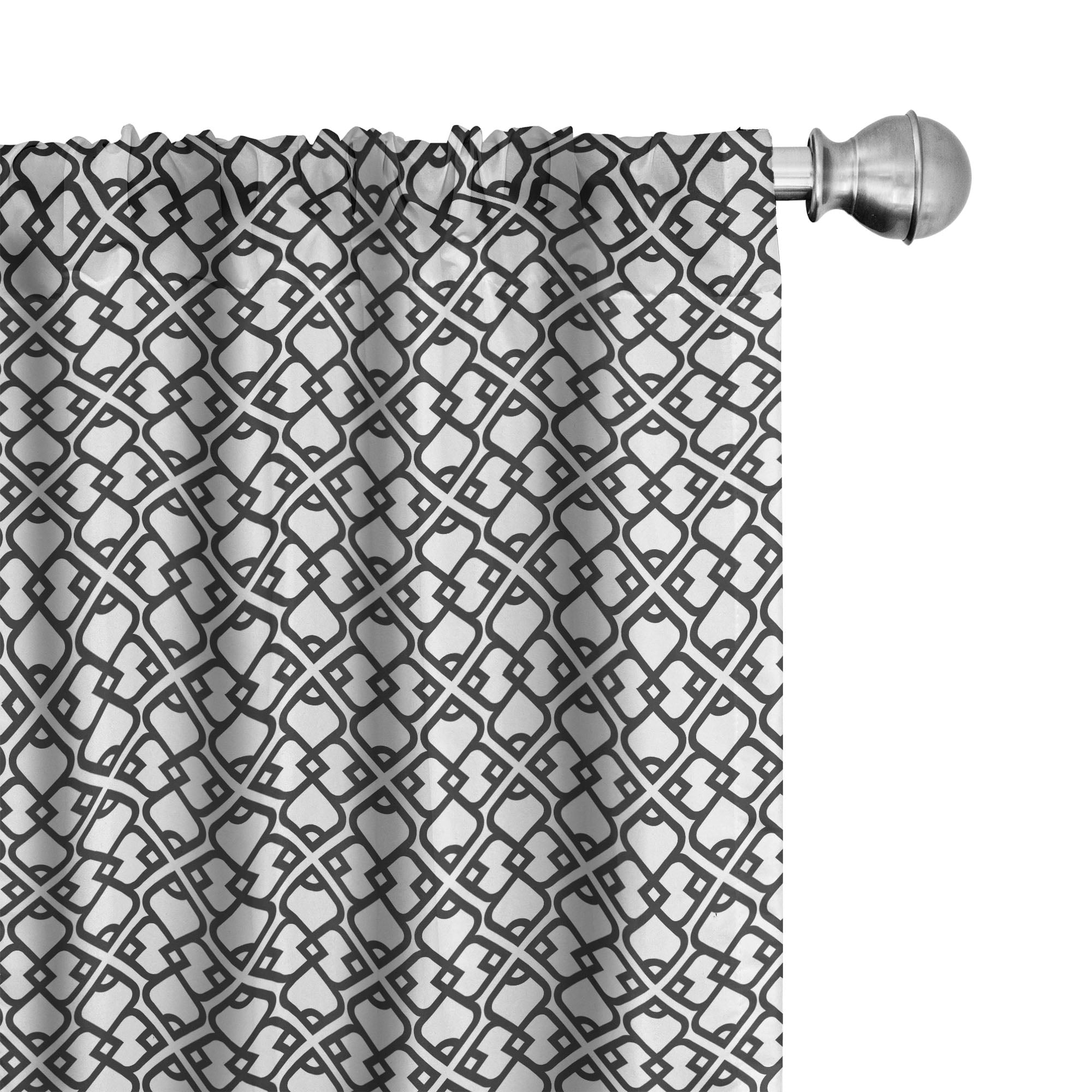 White and Charcoal Geometric Polyester Rod Pocket Curtains, 28" x 63"