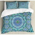 thumbnail image 1 of Ambesonne Orient Duvet Cover Sets, Eastern Floral Ornate Motif, 2-Queen, Sky Blue Green White, 1 of 7