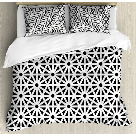 Ambesonne Orient Duvet Cover Sets, Old Motif, 2-Queen, Black White