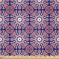 thumbnail image 1 of Ambesonne Orient Fabric by the Yard Microfiber, Moroccan Oriental Old, 3 Yards, Indigo Red White, 1 of 2
