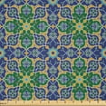 thumbnail image 1 of Ambesonne Orient Fabric by the Yard Microfiber, Oriental Damask, 3 Yards, Yellow Green Teal, 1 of 1