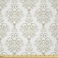 thumbnail image 1 of Ambesonne Orient Fabric by the Yard Microfiber, Vintage Curlicue Motifs, 1 Yard, Dark Khaki and White, 1 of 2