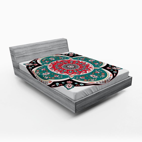 Ambesonne Orient Fitted Sheet, Floral Ethnic, Full Size, Multicolor