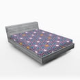 thumbnail image 1 of Ambesonne Orient Fitted Sheet, Geometric Stars Lines, Queen Size, Multicolor, 1 of 3