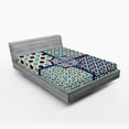 thumbnail image 1 of Ambesonne Orient Fitted Sheet, Mosaic Eastern Pattern, Full Size, Blue Orange White, 1 of 3