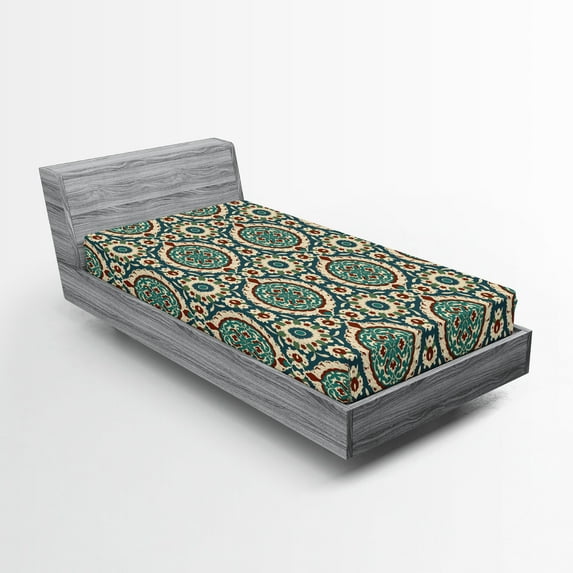 Ambesonne Orient Fitted Sheet, Retro Nostalgic Design, Twin Size, Multicolor