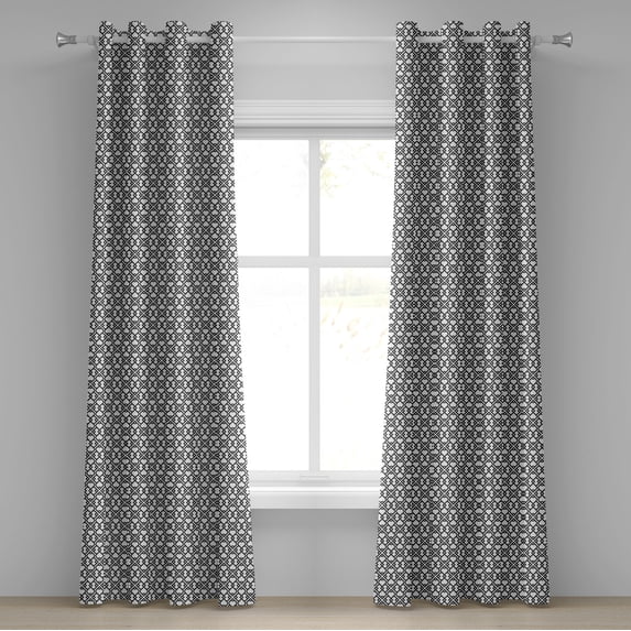 Ambesonne Orient Grommet Curtain, Middle Eastern Effect, 50" x 72", Charcoal Grey White