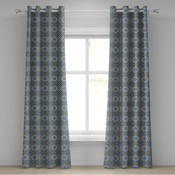 Ambesonne Orient Grommet Curtain, Mosaic Motifs, 50" x 108", Grey White Blue