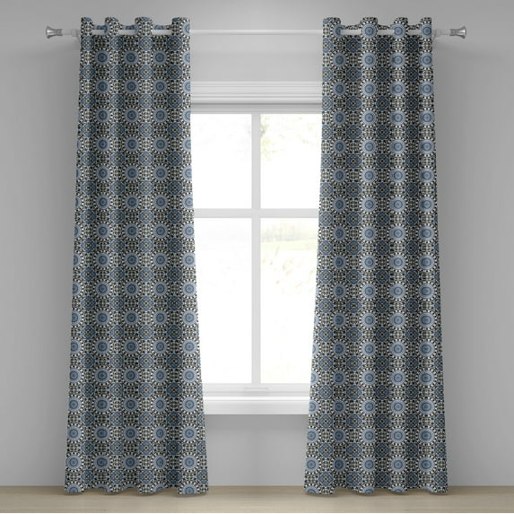 Ambesonne Orient Grommet Curtain, Mosaic Motifs, 50" x 96", Grey White Blue