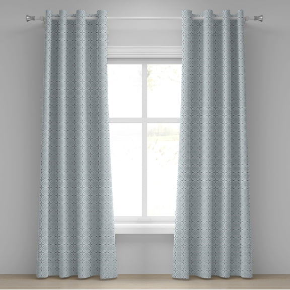 Ambesonne Orient Grommet Curtain, Oriental Moroccan Art, 50" x 84", Pale Blue