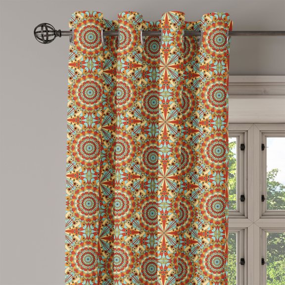 Ambesonne Orient Grommet Curtain Single Panel, Eastern Bohem Pattern, 50"x60", Multicolor