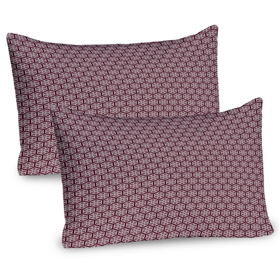 Ambesonne Orient Pillow Sham 2 Pack, Boho Middle Eastern Grid, 30"x20", Maroon White