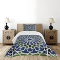 thumbnail image 1 of Ambesonne Orient Quilted Bedspread Set 2 Pcs, Orient Mandala, Twin Size, Olive Green Dark Blue, 1 of 6