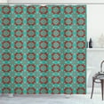 thumbnail image 1 of Ambesonne Orient Shower Curtain, Folk Bicolour Eastern Shapes, 69"Wx75"L, Sea Green and Red, 1 of 4