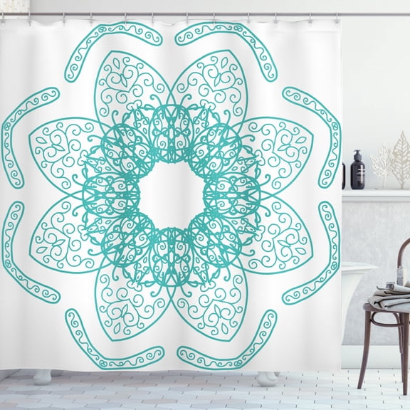 Ambesonne Orient Shower Curtain, Persian Style Oriental, 69"Wx84"L, Seafoam