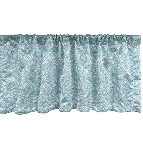 Ambesonne Orient Valance Pack of 2, Art Style with Swirls, 54"X12", Pale Blue and Coconut