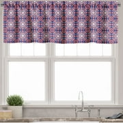 Ambesonne Orient Valance Pack of 2, Moroccan Oriental Old, 54"X18", Indigo Red White