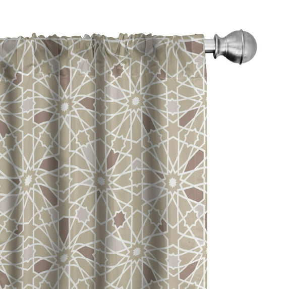 Ambesonne Oriental Window Curtains, Classical Neutral Motif, Each 28" W x 84" L, Pale Sepia Pale Tan