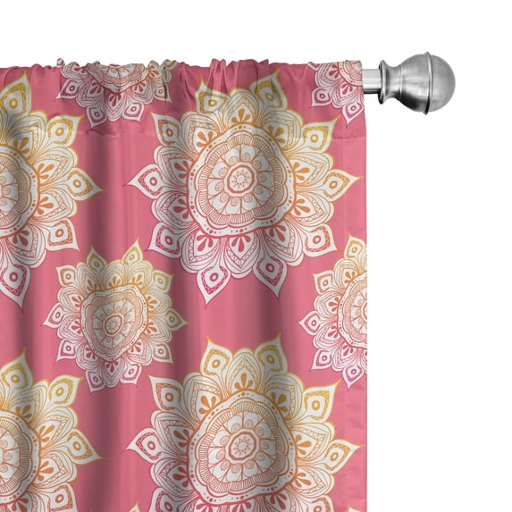 Ambesonne Oriental 4-Panel Curtains, Mandala, 56"x95", Pastel Pink Marigold