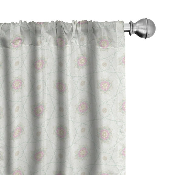 Ambesonne Oriental Window Curtains, Modern Outlined Motifs, Each 28" W x 95" L, Off White Multicolor