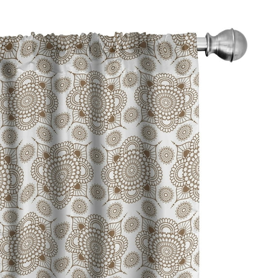 Ambesonne Oriental Window Curtains, Moroccan Mosaic Art Style, Each 28" W x 95" L, Umber White