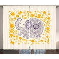 thumbnail image 1 of Ambesonne Oriental Curtains 2 Panel Set, Floral, 108" x 84", Earth Yellow Indigo, 1 of 3