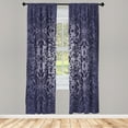 thumbnail image 1 of Ambesonne Oriental Curtains, Curly Mandala Flowers Art, Pair of 28"x63", Dark Indigo, 1 of 2