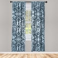 thumbnail image 1 of Ambesonne Oriental Curtains, Curly Mandala Flowers Art, Pair of 28"x95", Cadet Blue, 1 of 2