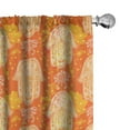 thumbnail image 1 of Ambesonne Oriental Curtains, Folk Style Hand Pattern, Pair of 28"x63", Orange Yellow and White, 1 of 5