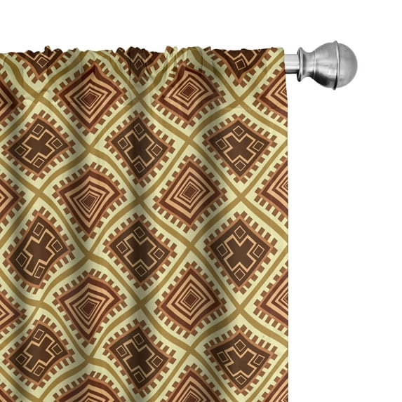 Ambesonne Oriental Curtains, Inspirations, Pair of 28"x63", Pale Coffee Cinnamon