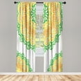 thumbnail image 1 of Ambesonne Oriental Curtains, Soft Color Floral Artwork, Pair of 28"x84", Orange Green, 1 of 2
