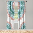 thumbnail image 1 of Ambesonne Oriental Curtains, Soft Color Floral Artwork, Pair of 28"x84", Teal Salmon, 1 of 2