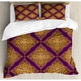 thumbnail image 1 of Ambesonne Oriental Duvet Cover Sets, Arabian Lacy Like Motif, 2-Queen, Purple and Dark Yellow, 1 of 7