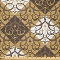 thumbnail image 1 of Ambesonne Oriental Fabric by the Yard Microfiber, Damask and Swirls, 5 Yards, Sand Brown Umber White, 1 of 2