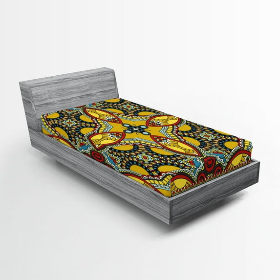 Ambesonne Oriental Fitted Sheet, Middle Orient Eastern, Twin XL Size, Multicolor