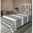 thumbnail image 1 of Ambesonne Oriental Flat Sheet, Monochrome Mandala Tattoo, TwinXL Size, White Black, 1 of 1