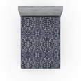 thumbnail image 1 of Ambesonne Oriental Floral Fitted Sheet, Damask Bloom Ethno, Full Size, Charcoal Grey and Ceil Blue, 1 of 5