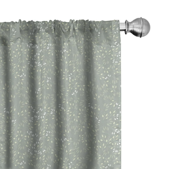 Ambesonne Oriental Green Window Curtains, Leaves Soft Pattern, Each 28" W x 63" L, Pale Taupe Pale Yellow