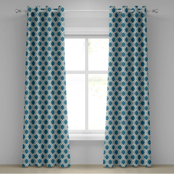 Ambesonne Oriental Grommet Curtain, Influences Motif, 50" x 120", Violet Blue and Coconut