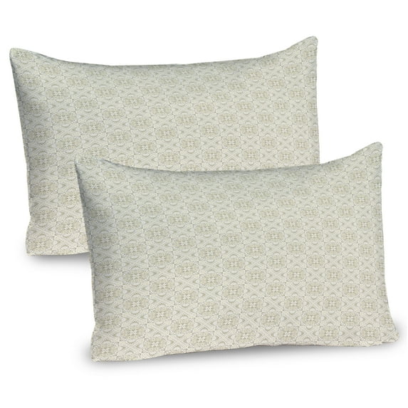 Ambesonne Oriental Pillow Sham 2 Pack, Paisley Inspired Pattern, 36"x20", Grey Yellow Dark Tan
