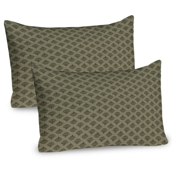 Ambesonne Oriental Pillow Sham 2 Pack, Traditional Antique Art, 36"x20", Green Dark Tan