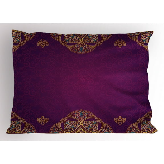 Ambesonne Oriental Pillow Sham, Lace Style Ornament, 26" X 20", Multicolor