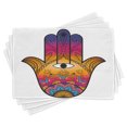 thumbnail image 1 of Ambesonne Oriental Place Mats Set of 4, Colorful Lotus, Standard Size, Sky Blue Orange and Pink, 1 of 6
