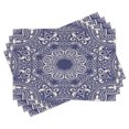 thumbnail image 1 of Ambesonne Oriental Place Mats Set of 4, Curly Floral Leaves Image, Standard Size, Blue and Cream, 1 of 6
