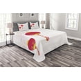 thumbnail image 1 of Ambesonne Oriental Quilted Bedspread Set 3 Pcs, Folkloric China New Year, Queen Size, Earth Yellow and Red, 1 of 3