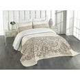 thumbnail image 1 of Ambesonne Oriental Quilted Bedspread Set 3 Pcs, Mandala Paisley Pattern, King Size, Brown Tan, 1 of 5